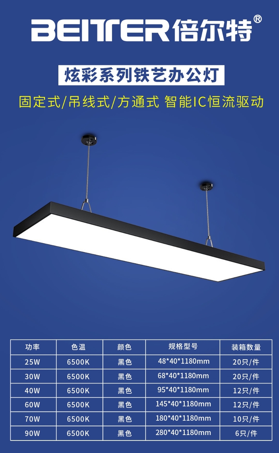 办公灯1.2米*50  20W