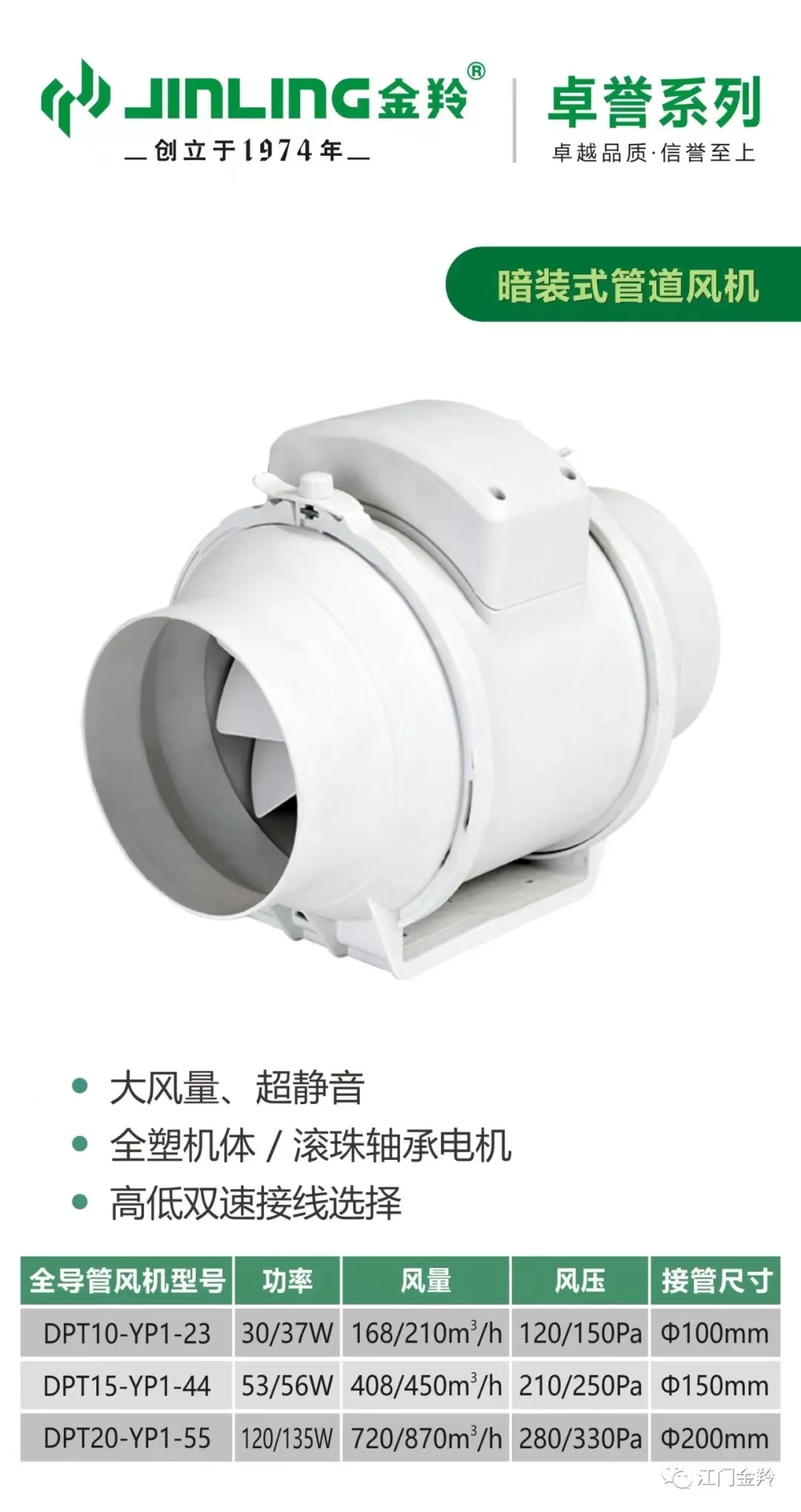 金羚DPT20-YP1-55管道风机
